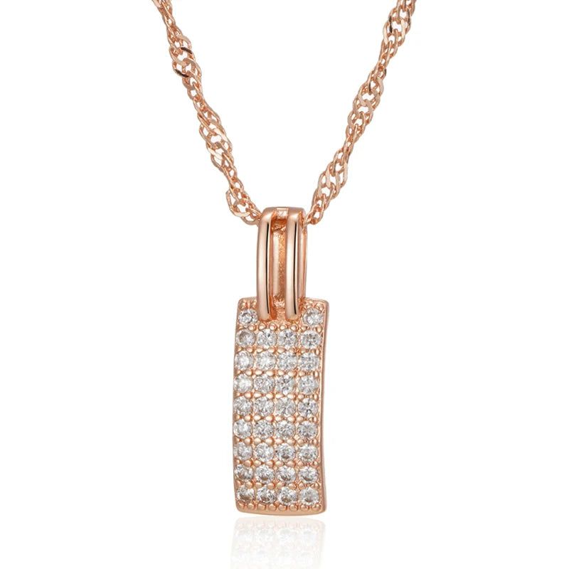 Exquisite 585 Rose Gold Pendant Necklace with Natural Zircon Accents