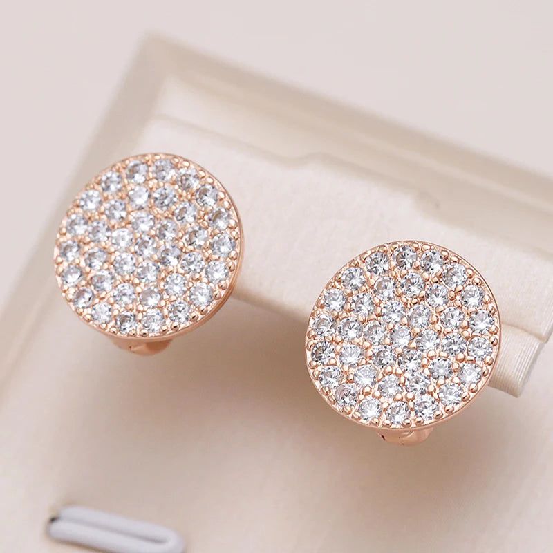 Exquisite 585 Rose Gold Stud Earrings with Sparkling Natural Zircon