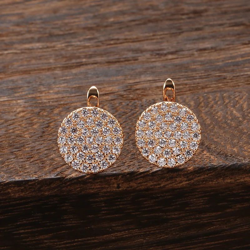 Exquisite 585 Rose Gold Stud Earrings with Sparkling Natural Zircon