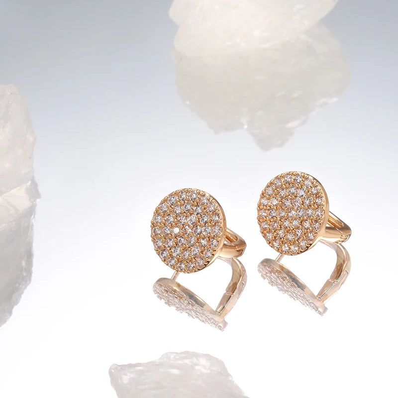 Exquisite 585 Rose Gold Stud Earrings with Sparkling Natural Zircon