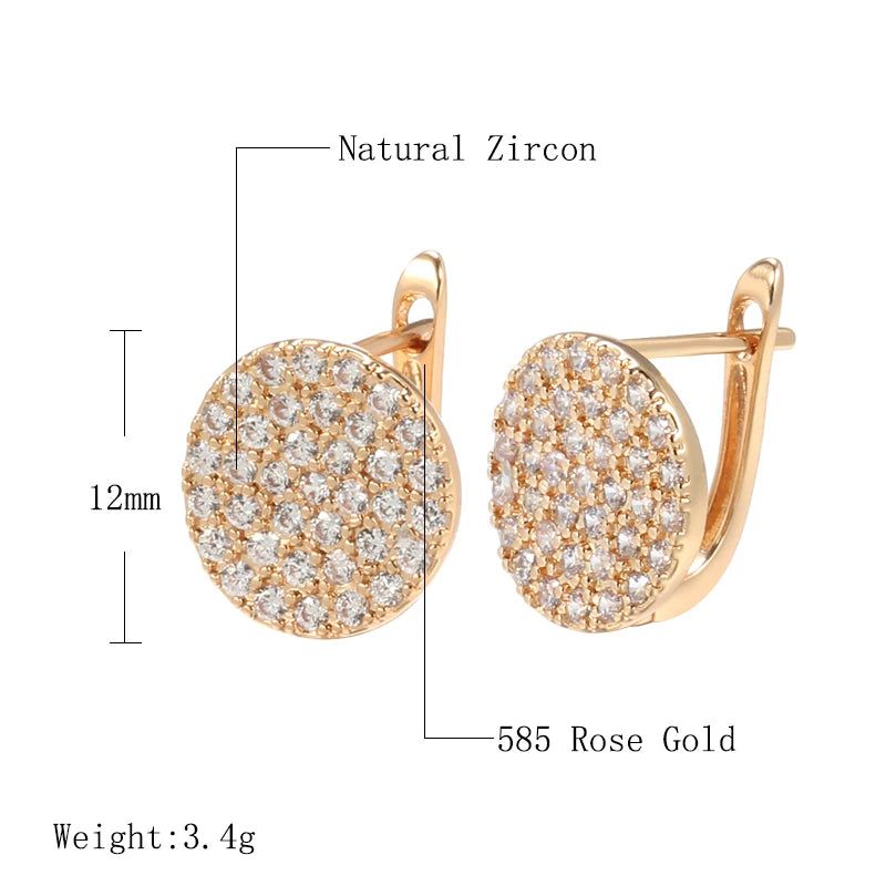 Exquisite 585 Rose Gold Stud Earrings with Sparkling Natural Zircon