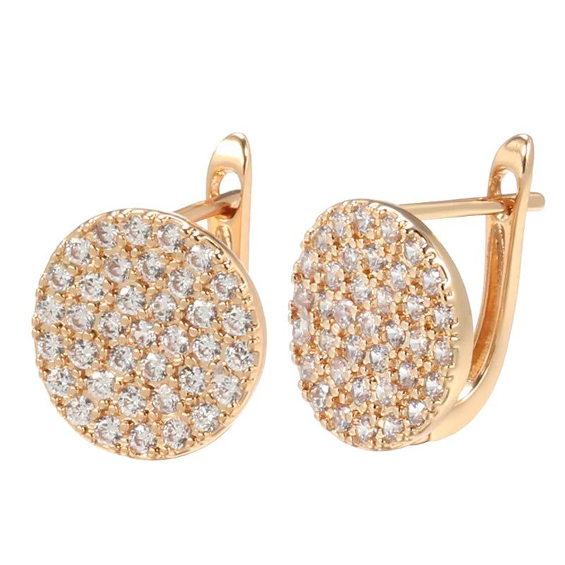 Exquisite 585 Rose Gold Stud Earrings with Sparkling Natural Zircon