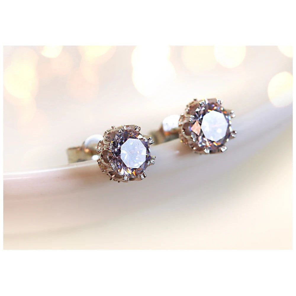 Exquisite 925 Sterling Silver Zircon Stud Earrings for Everyday Elegance