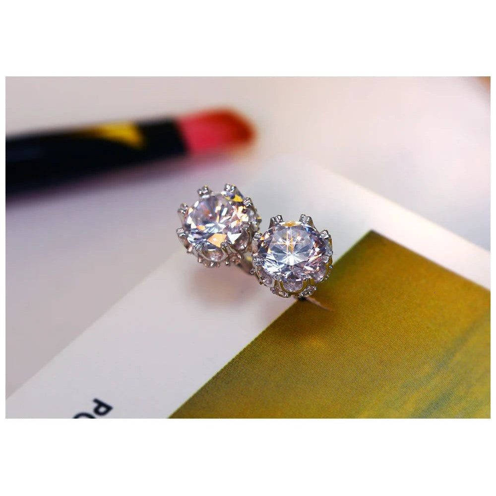 Exquisite 925 Sterling Silver Zircon Stud Earrings for Everyday Elegance