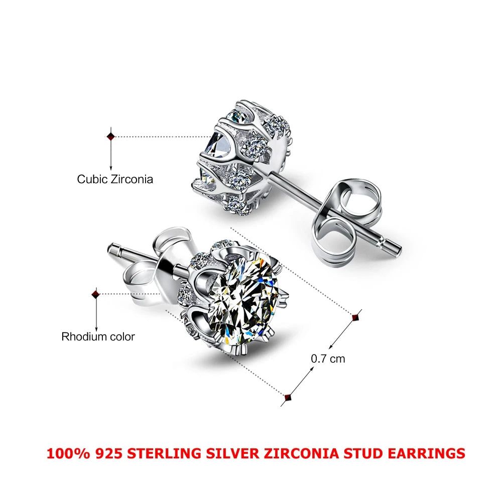 Exquisite 925 Sterling Silver Zircon Stud Earrings for Everyday Elegance