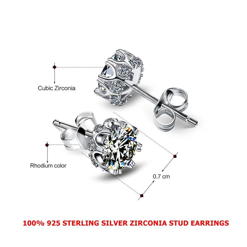 Exquisite 925 Sterling Silver Zircon Stud Earrings for Everyday Elegance