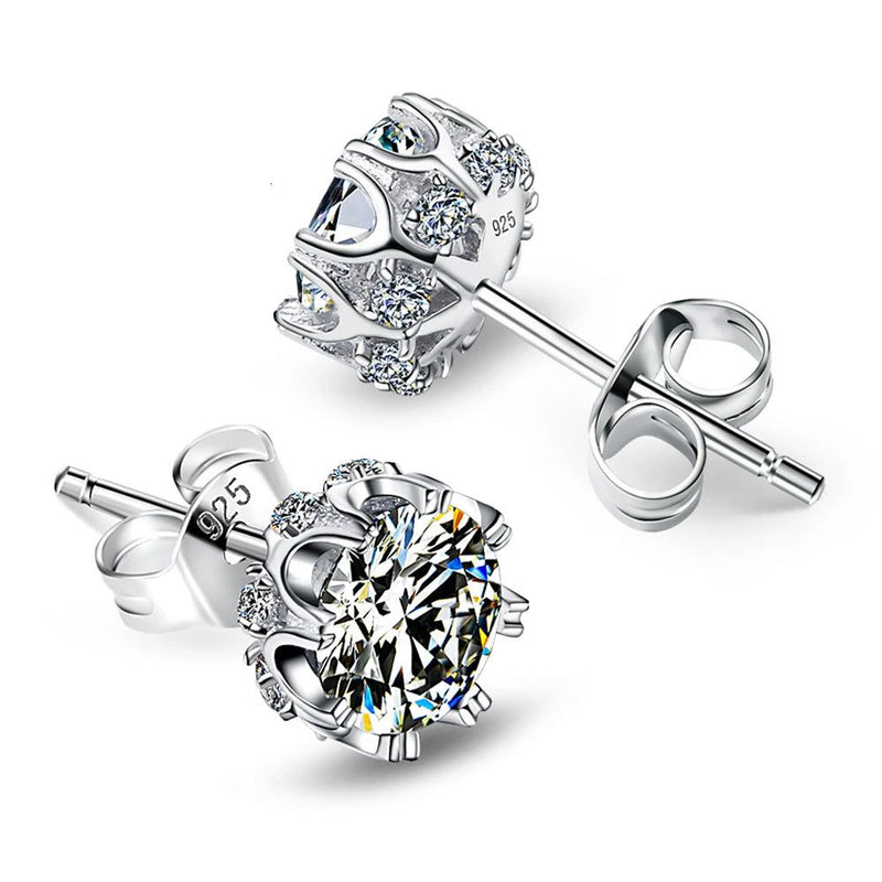 Exquisite 925 Sterling Silver Zircon Stud Earrings for Everyday Elegance