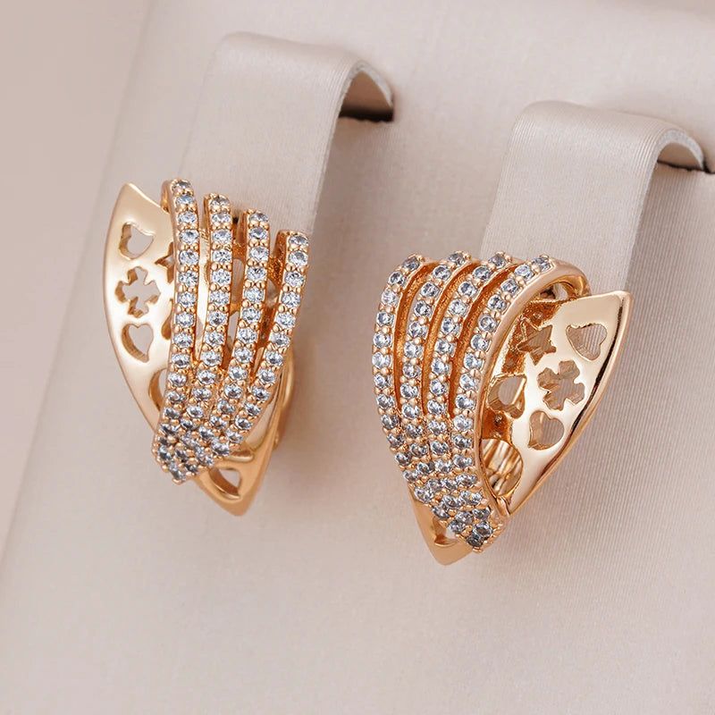 Exquisite Natural Zircon Drop Earrings in 585 Rose Gold - Trendy Retro Luxury Jewelry