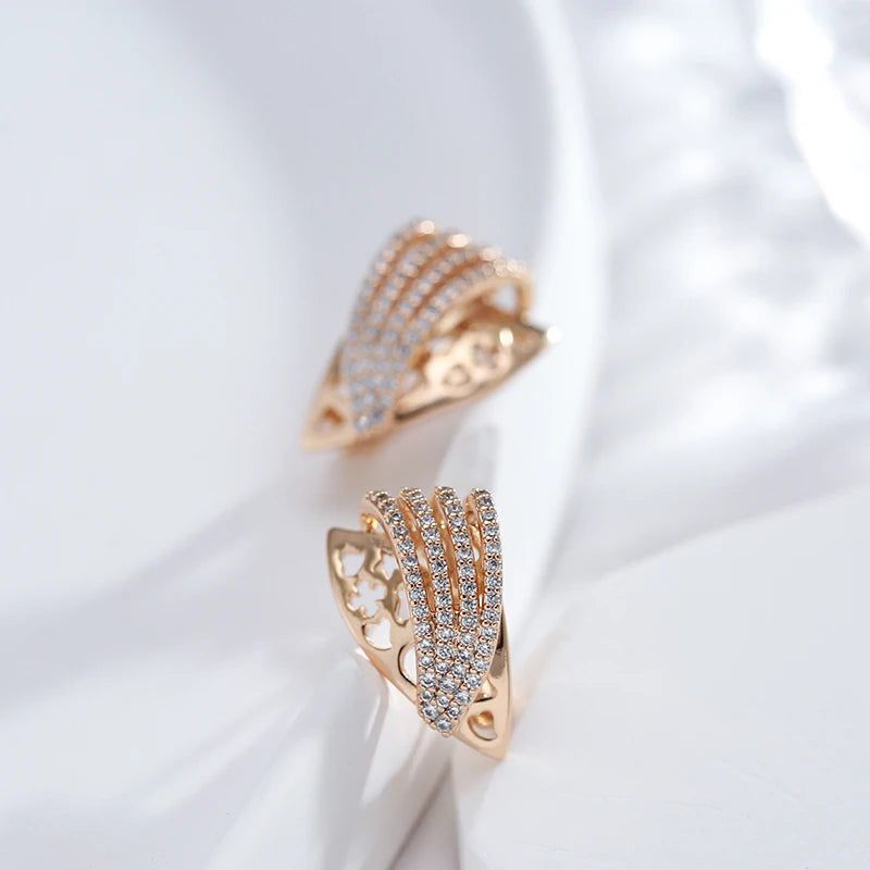 Exquisite Natural Zircon Drop Earrings in 585 Rose Gold - Trendy Retro Luxury Jewelry