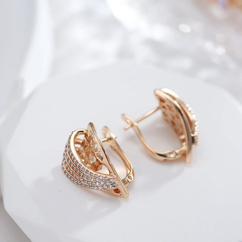 Exquisite Natural Zircon Drop Earrings in 585 Rose Gold - Trendy Retro Luxury Jewelry