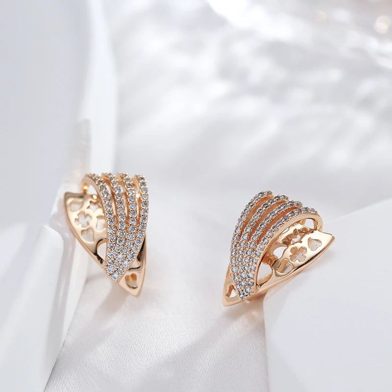 Exquisite Natural Zircon Drop Earrings in 585 Rose Gold - Trendy Retro Luxury Jewelry