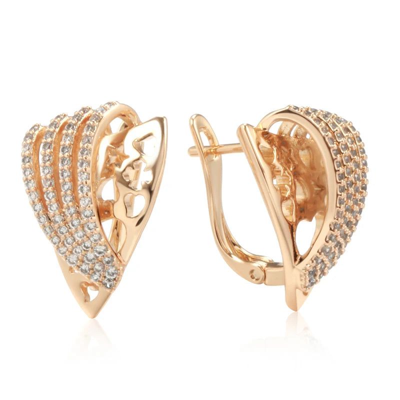 Exquisite Natural Zircon Drop Earrings in 585 Rose Gold - Trendy Retro Luxury Jewelry