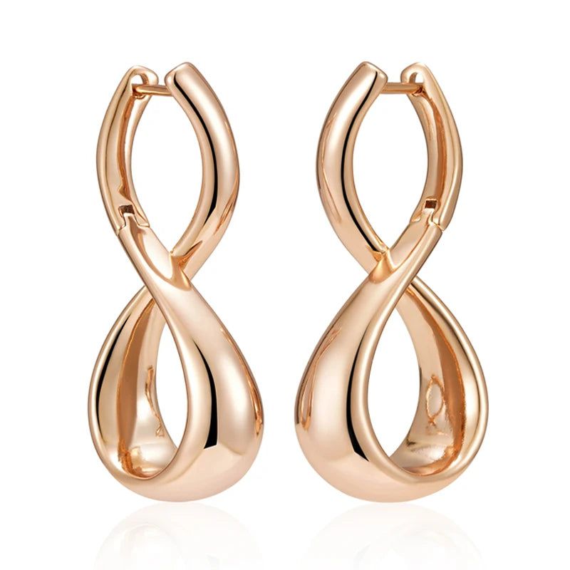 Exquisite Retro Water Drop Pendant Large Earrings in 585 Rose Gold for Fashionable Elegance