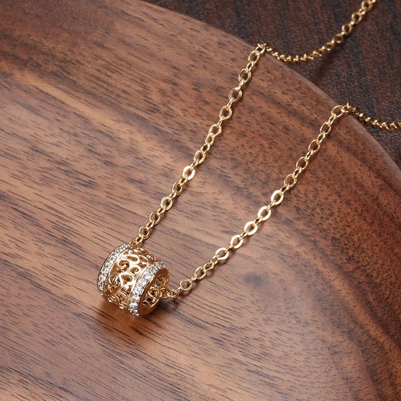 Exquisite Rose Gold Floral Pendant Necklace with Natural Zircon Inlay