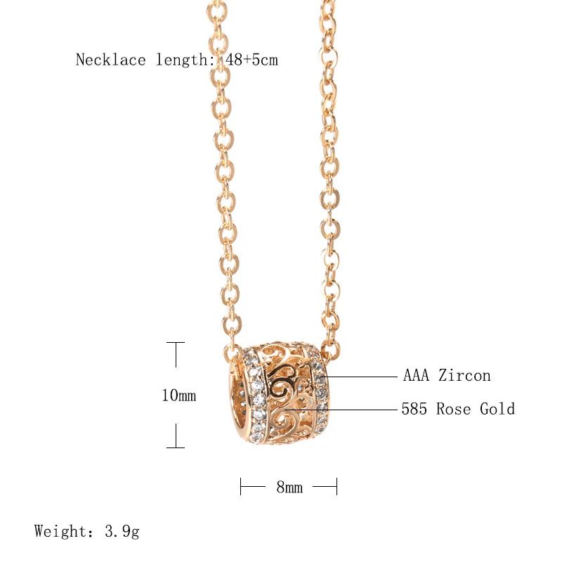 Exquisite Rose Gold Floral Pendant Necklace with Natural Zircon Inlay