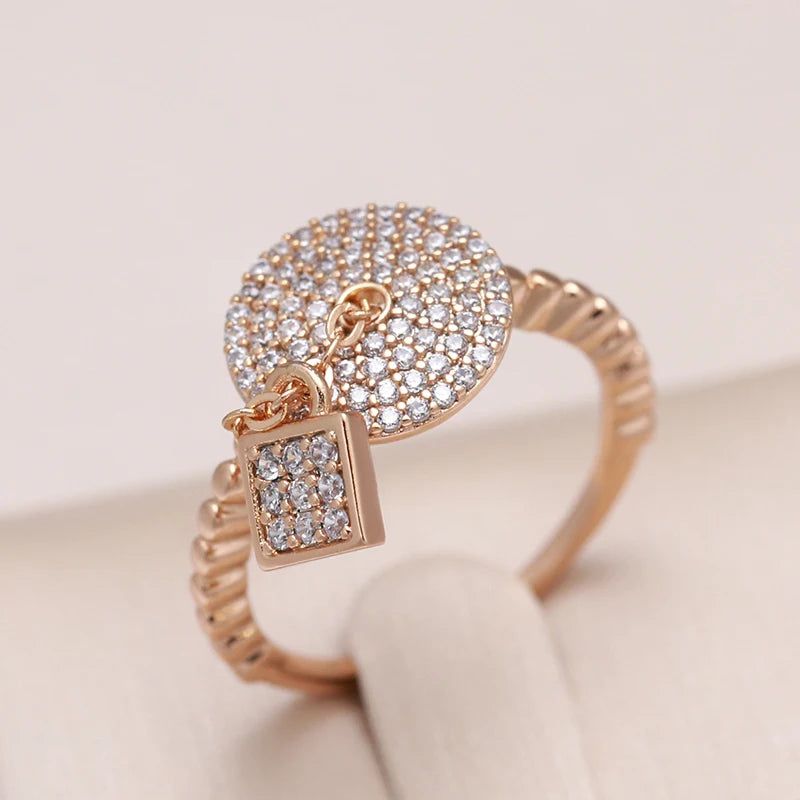 Exquisite Rose Gold Natural Zircon Lock Ring with Micro Inlays - Elegant Jewelry Accessory