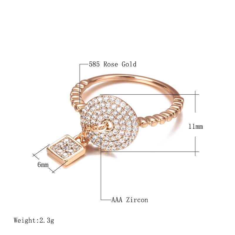 Exquisite Rose Gold Natural Zircon Lock Ring with Micro Inlays - Elegant Jewelry Accessory