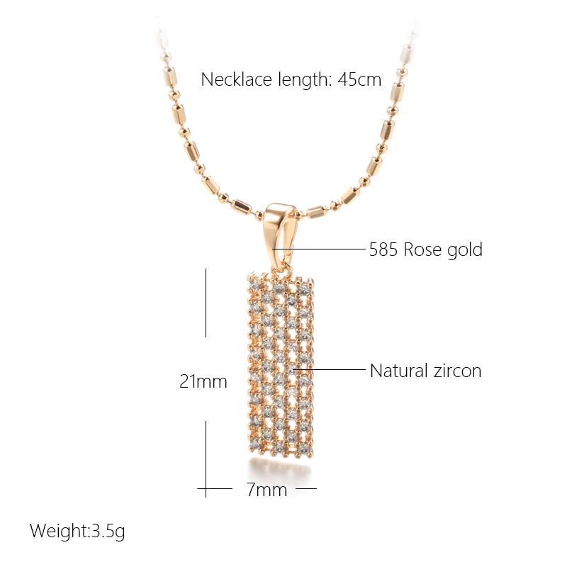 Exquisite Rose Gold Square Pendant Necklace with Natural Zircon Accents