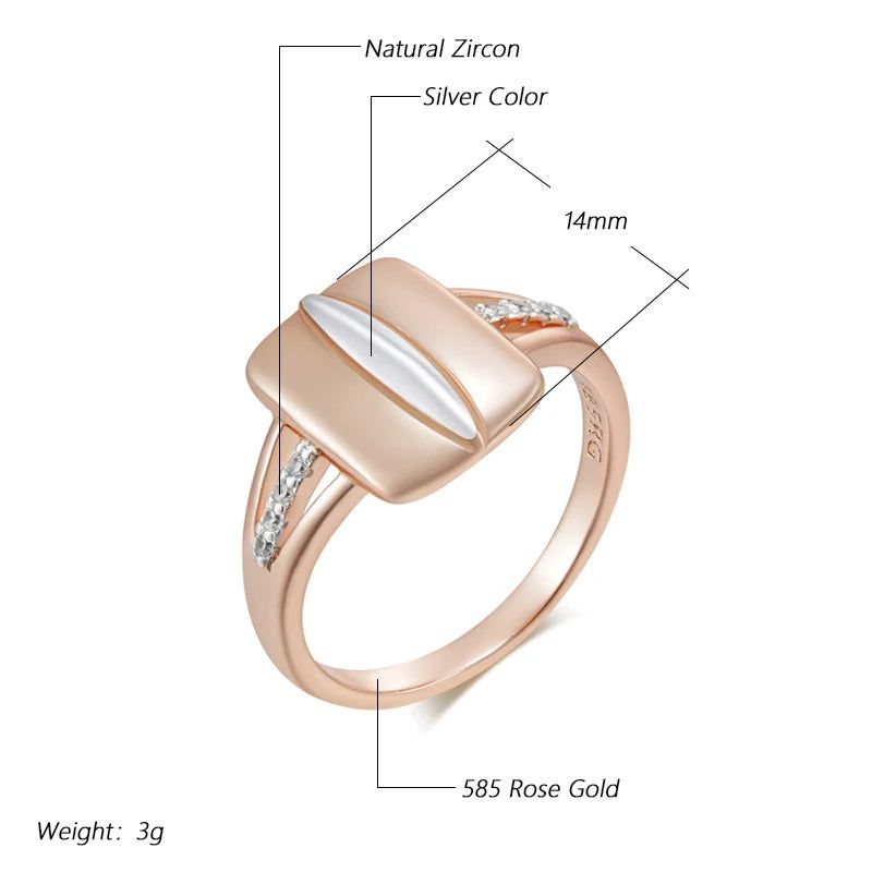 Exquisite Rose Gold and Silver Mixed Zircon Square Cocktail Ring