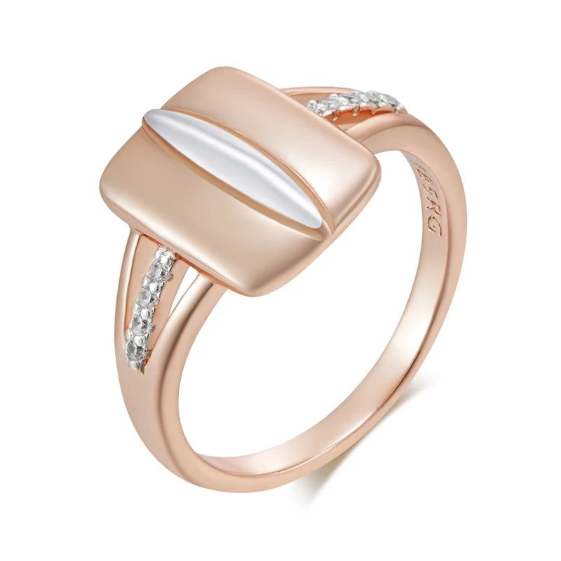 Exquisite Rose Gold and Silver Mixed Zircon Square Cocktail Ring