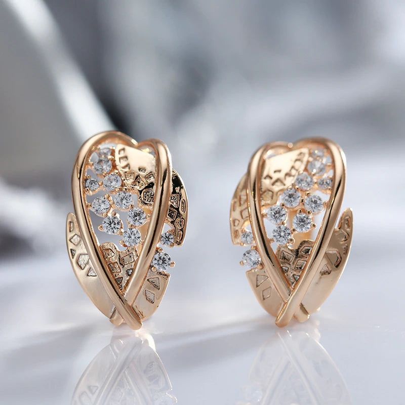 Exquisite Vintage-Inspired 585 Rose Gold Drop Earrings with Natural Zircon