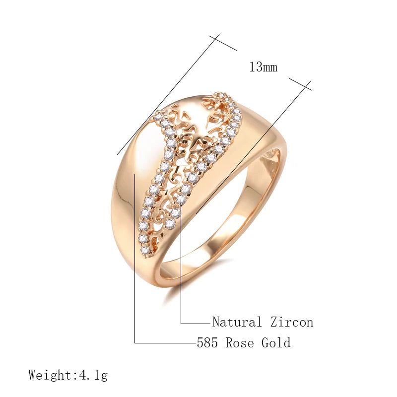 Exquisite Vintage Rose Gold Crown Ring with Natural Zircon Weaving Design