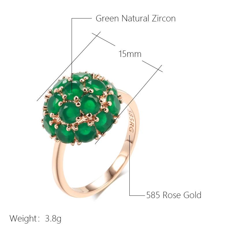 Exquisite Vintage-Style Green Natural Zircon Ring in Luxurious 585 Rose Gold