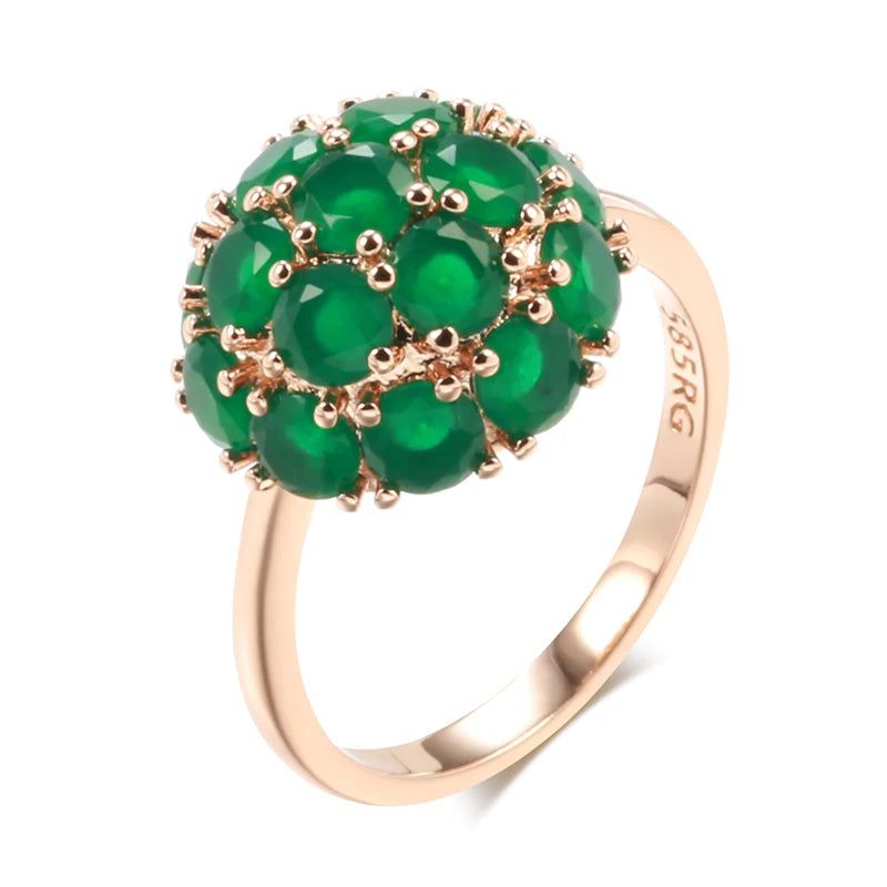 Exquisite Vintage-Style Green Natural Zircon Ring in Luxurious 585 Rose Gold