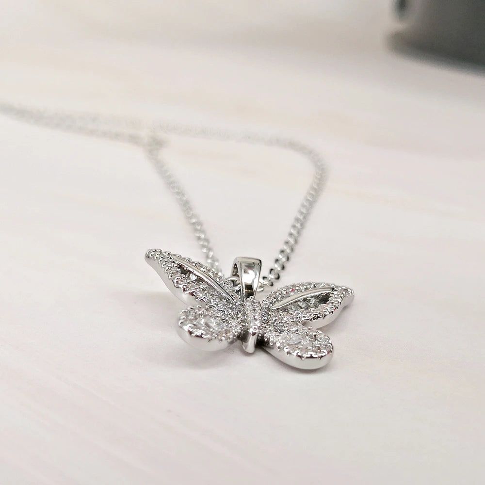 Exquisite Zirconia Butterfly Pendant Necklace - Perfect for Daily Wear and Mother's Day Gift