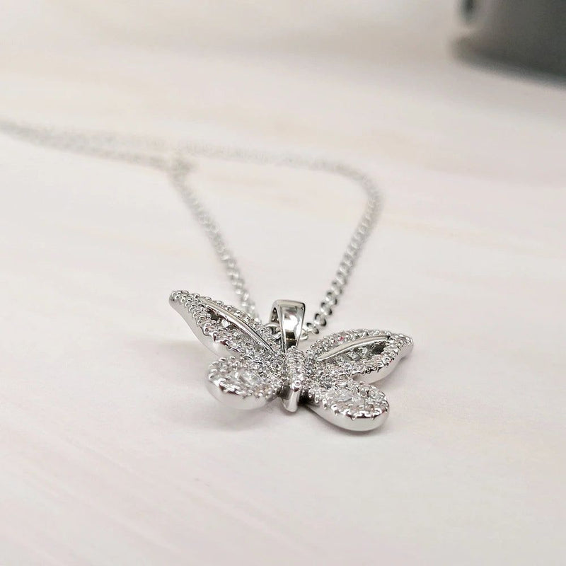 Exquisite Zirconia Butterfly Pendant Necklace - Perfect for Daily Wear and Mother's Day Gift