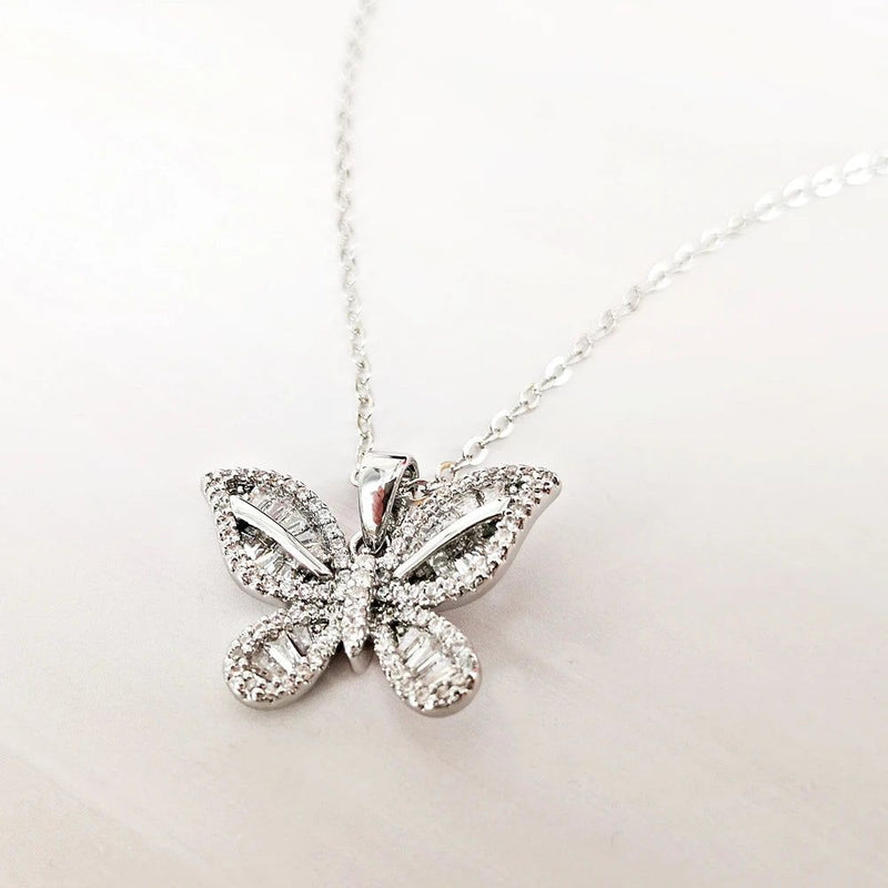 Exquisite Zirconia Butterfly Pendant Necklace - Perfect for Daily Wear and Mother's Day Gift