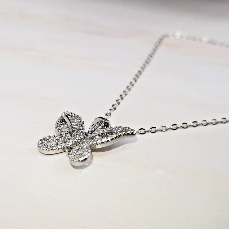 Exquisite Zirconia Butterfly Pendant Necklace - Perfect for Daily Wear and Mother's Day Gift