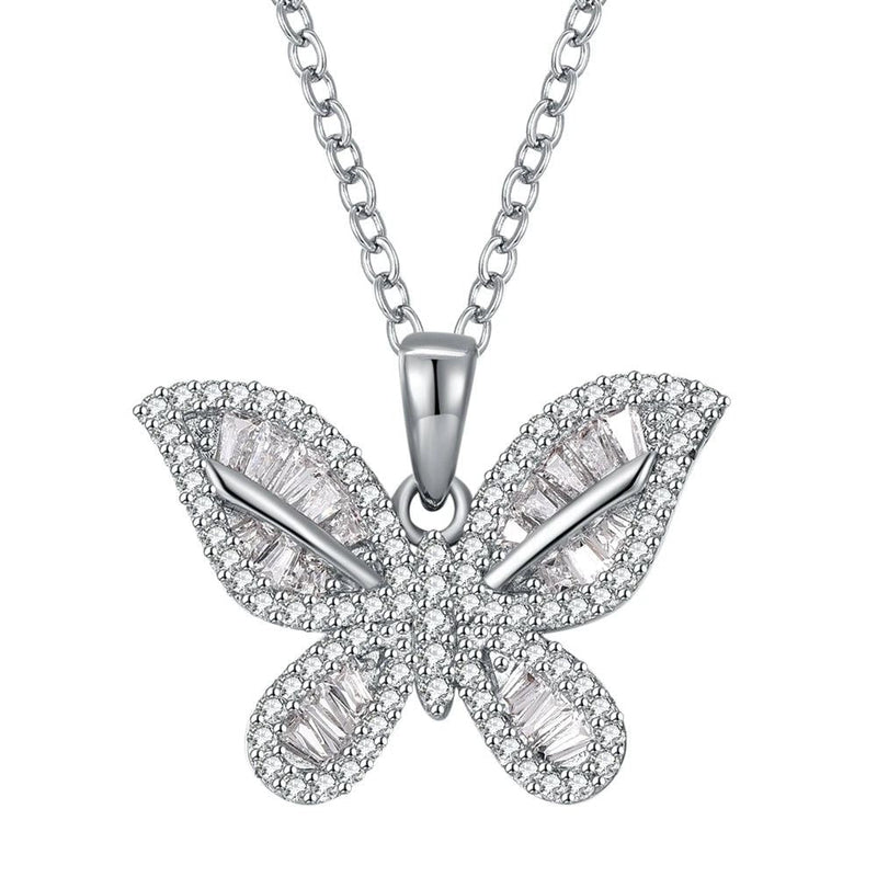 Exquisite Zirconia Butterfly Pendant Necklace - Perfect for Daily Wear and Mother's Day Gift