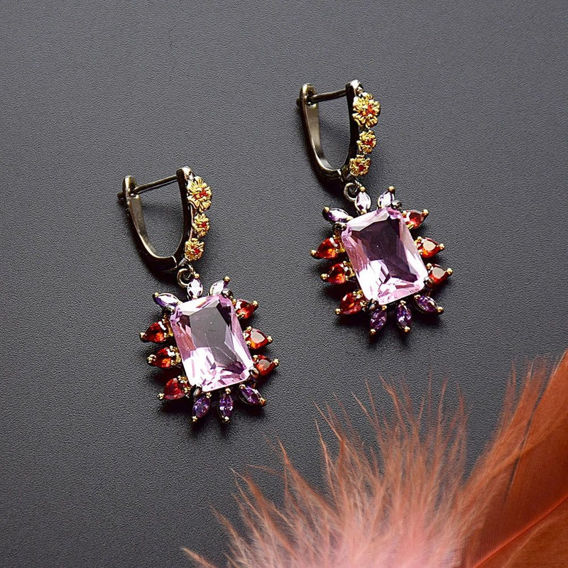 Eye-Catching Pink Zirconia Drop Earrings for a Stunning Look