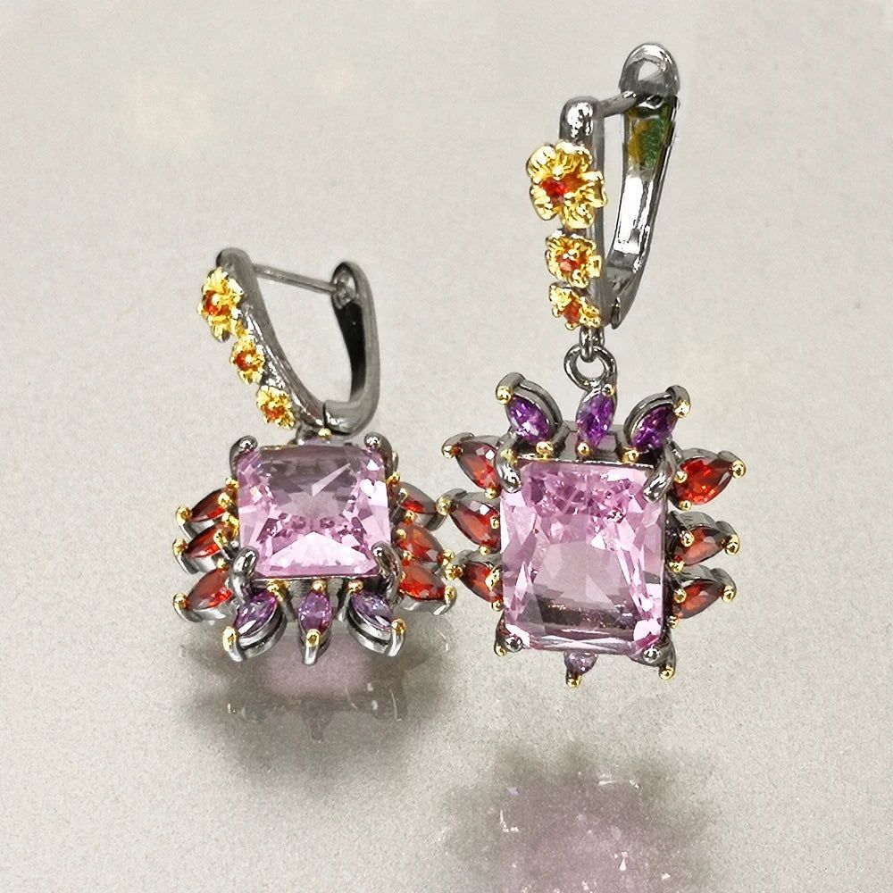 Eye-Catching Pink Zirconia Drop Earrings for a Stunning Look