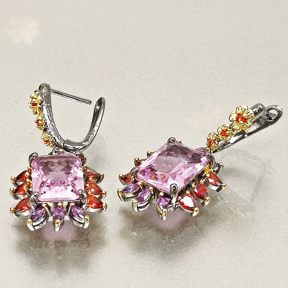 Eye-Catching Pink Zirconia Drop Earrings for a Stunning Look