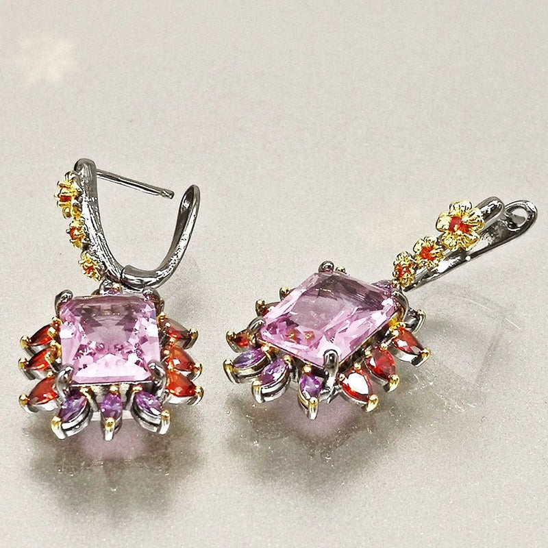 Eye-Catching Pink Zirconia Drop Earrings for a Stunning Look