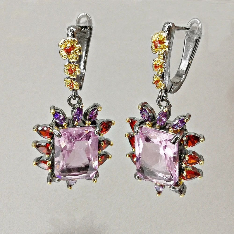 Eye-Catching Pink Zirconia Drop Earrings for a Stunning Look