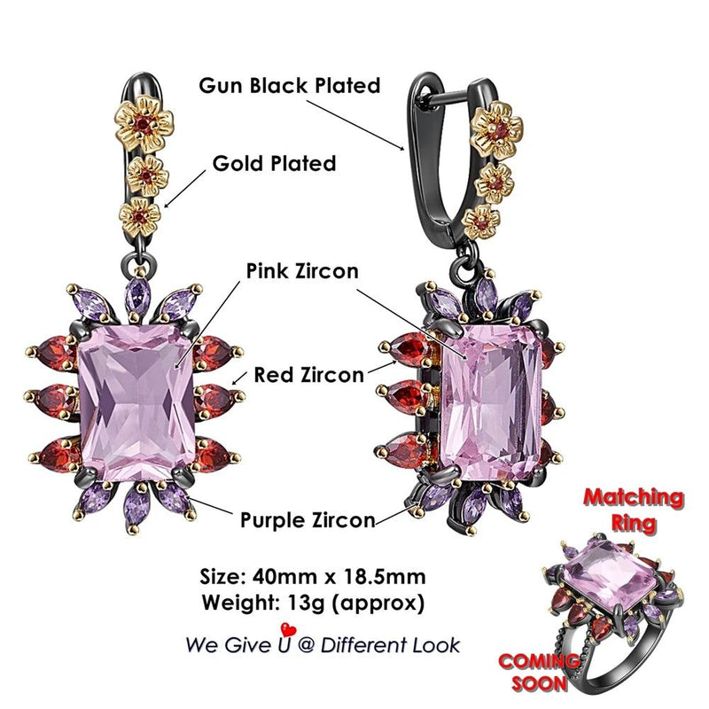 Eye-Catching Pink Zirconia Drop Earrings for a Stunning Look