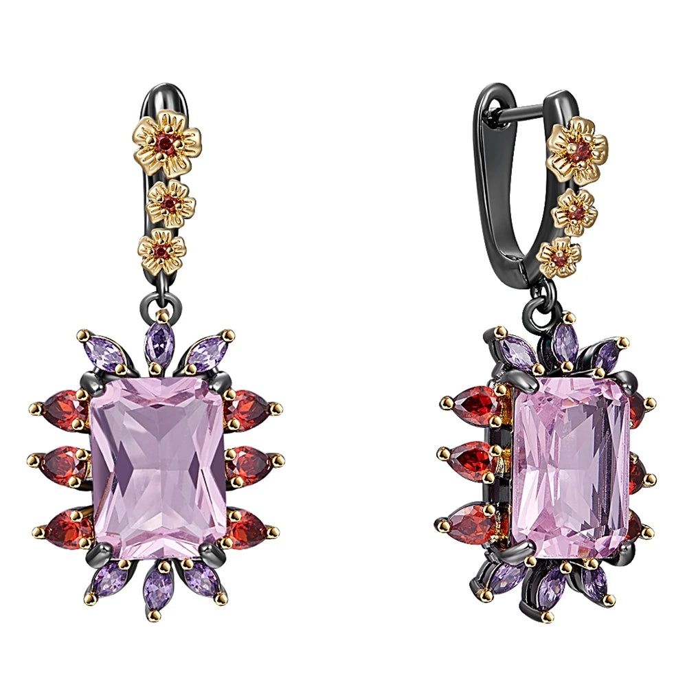 Eye-Catching Pink Zirconia Drop Earrings for a Stunning Look