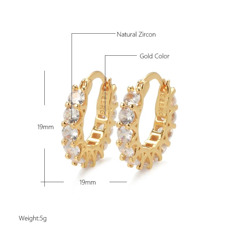 Fashionable 585 Rose Gold Cubic Zirconia Hoop Earrings - Trendy Fashion Accessories