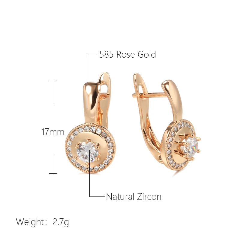 Fashionable 585 Rose Gold Dangle Earrings with Natural Zircon for Fashionable Accessory