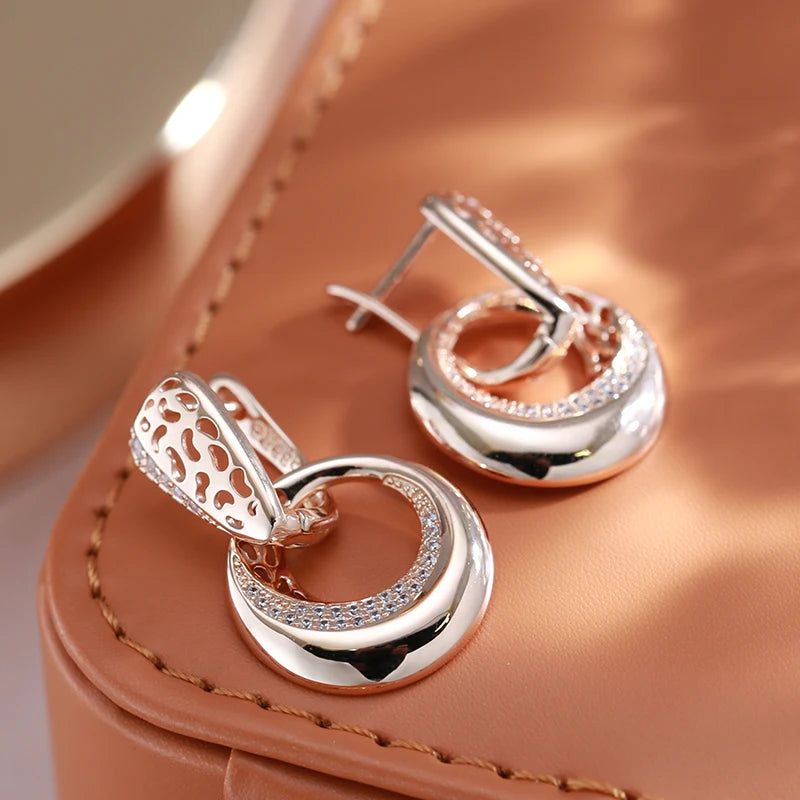 Fashionable 585 Rose Gold Drop Earrings with Natural Zircon Floral Design for Bridal and Special Events