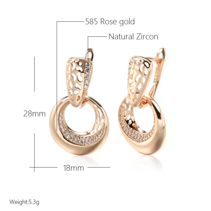 Fashionable 585 Rose Gold Drop Earrings with Natural Zircon Floral Design for Bridal and Special Events