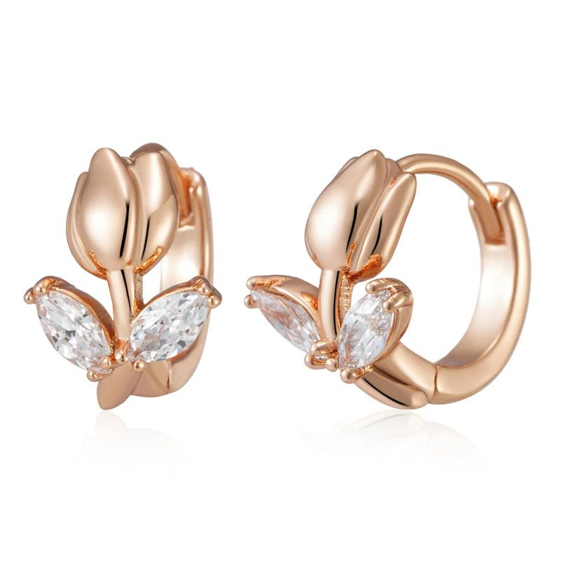 Fashionable 585 Rose Gold Drop Earrings with Natural Zircon for Children - Perfect Christmas Gift