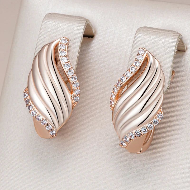 Fashionable 585 Rose Gold Drop Earrings with Unique Natural Zircon for High-Quality Fashion Jewelry