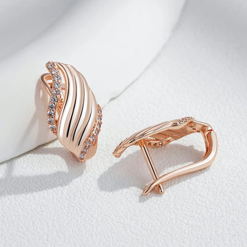 Fashionable 585 Rose Gold Drop Earrings with Unique Natural Zircon for High-Quality Fashion Jewelry