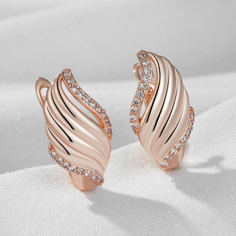 Fashionable 585 Rose Gold Drop Earrings with Unique Natural Zircon for High-Quality Fashion Jewelry