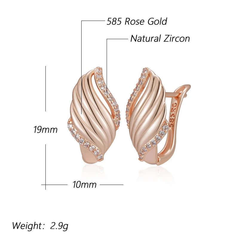 Fashionable 585 Rose Gold Drop Earrings with Unique Natural Zircon for High-Quality Fashion Jewelry