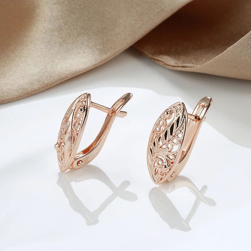 Fashionable 585 Rose Gold Floral Drop Earrings for Brides and Special Occasions